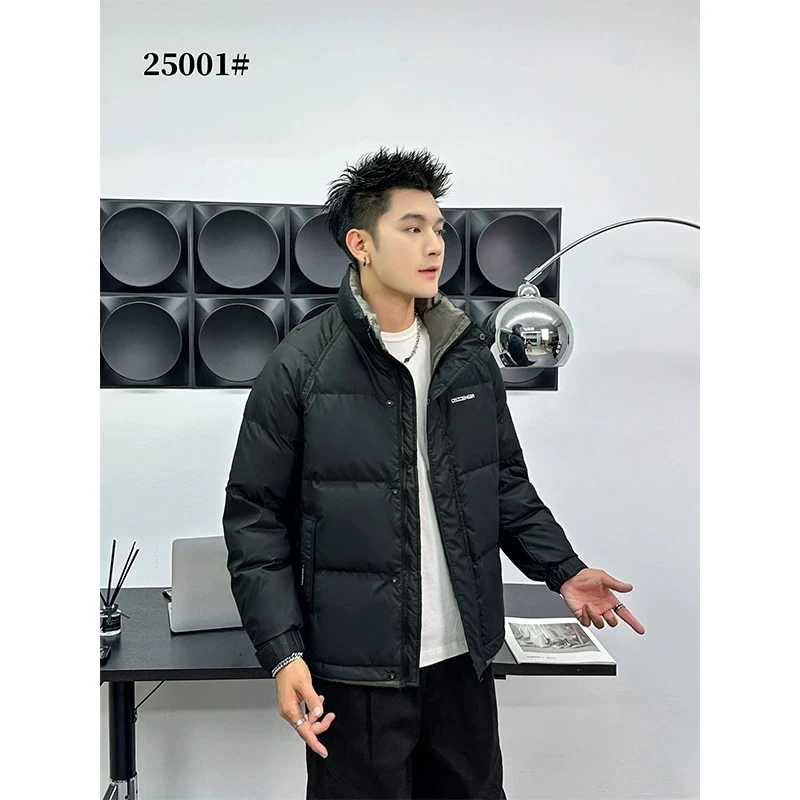 冬季新款男士纯色加厚保暖休闲简约立领防风御寒外套#25001