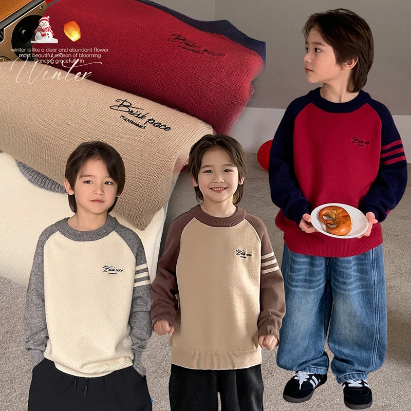 现货【配色好看】源源家童装男童毛衣儿童圣诞针织衫2024冬上衣冬5