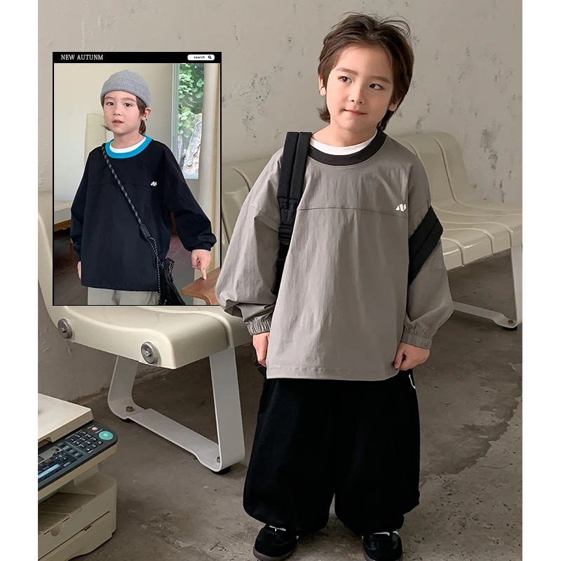 现货【简约质感】源源家童装秋季卫衣儿童长袖打底衫中大童上衣秋1