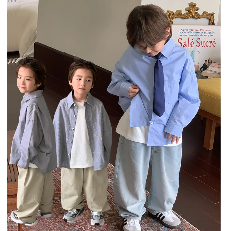 现货【谁的青春】源源家童装2024秋1男童衬衫长袖衬衫儿童上衣