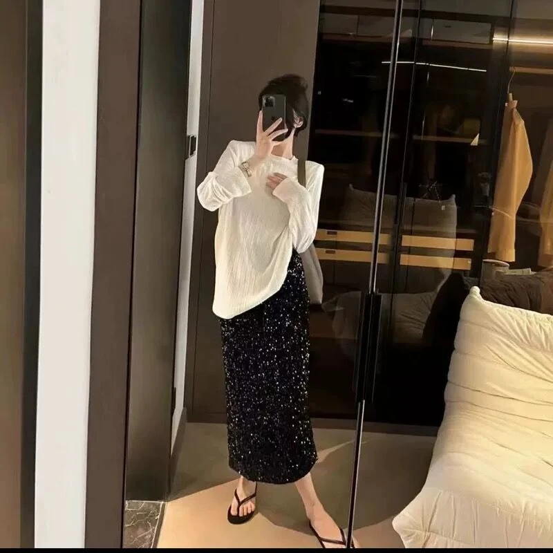 丝绒亮片半身裙女2025早春新款设计感时尚洋气减龄高级感半身裙