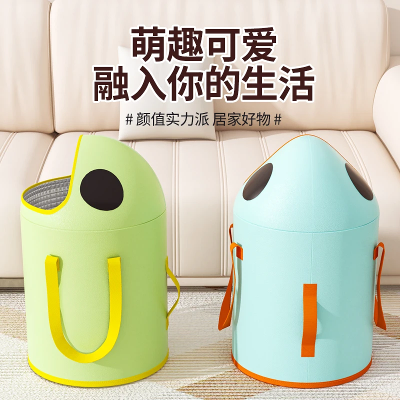 萌趣皮革泡脚桶家用持久恒温洗脚桶足浴盆加高高深足浴桶加厚便携