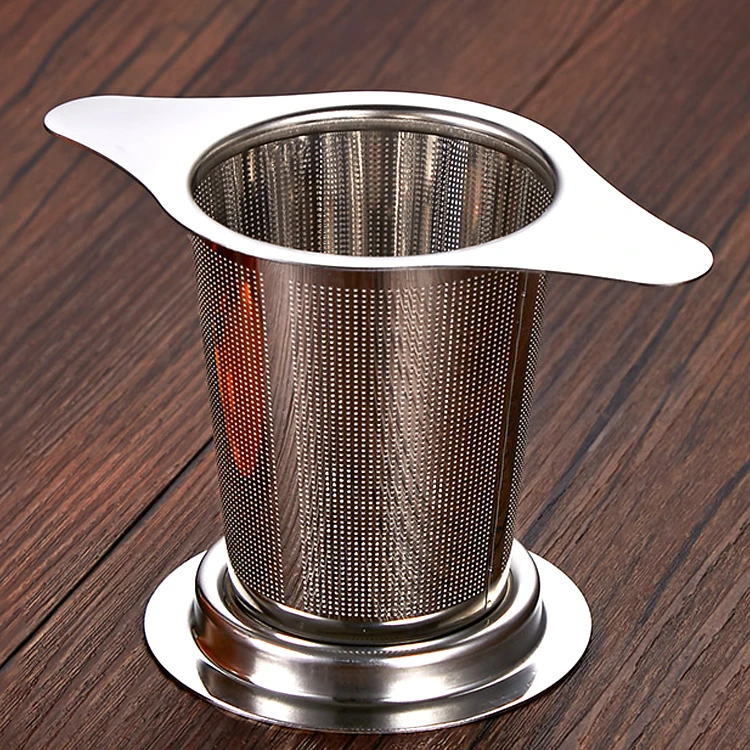 吉祥草不锈钢双耳茶漏家用创意滤茶泡茶过滤器简约易清洗锥形茶叶