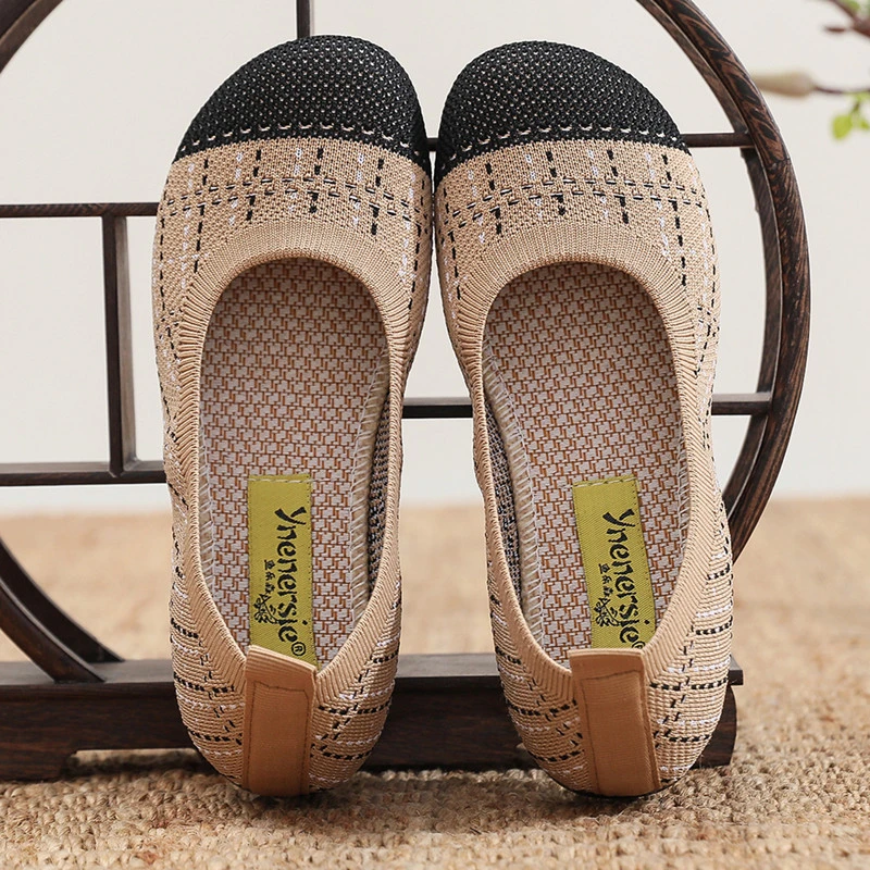 夏季透气妈妈鞋软底舒适中老年平底单鞋浅口懒人一脚蹬老北京布鞋