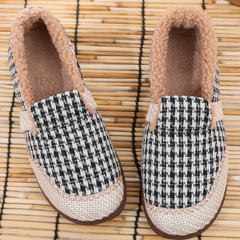 老北京布鞋秋冬加绒一脚蹬毛毛鞋民族风软底防滑舞蹈鞋妈妈鞋女