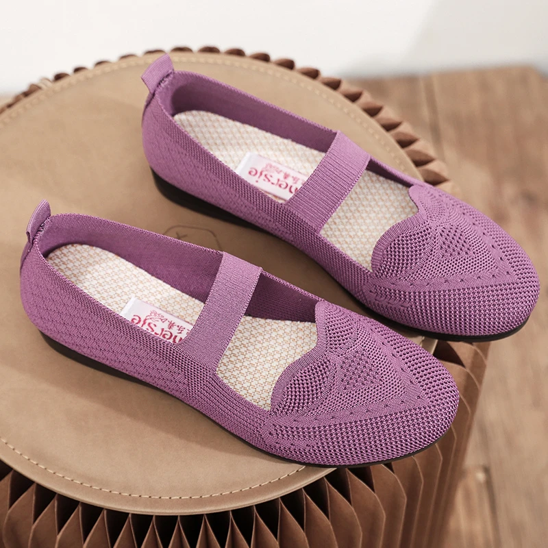 松紧带浅口妈妈鞋休闲春夏季新款中老年老北京单鞋女飞织透气