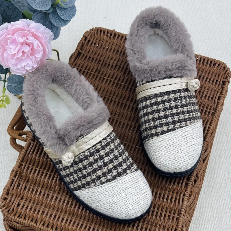棉鞋老北京布鞋女新款冬季软底防滑保暖妈妈鞋外穿加绒毛毛鞋