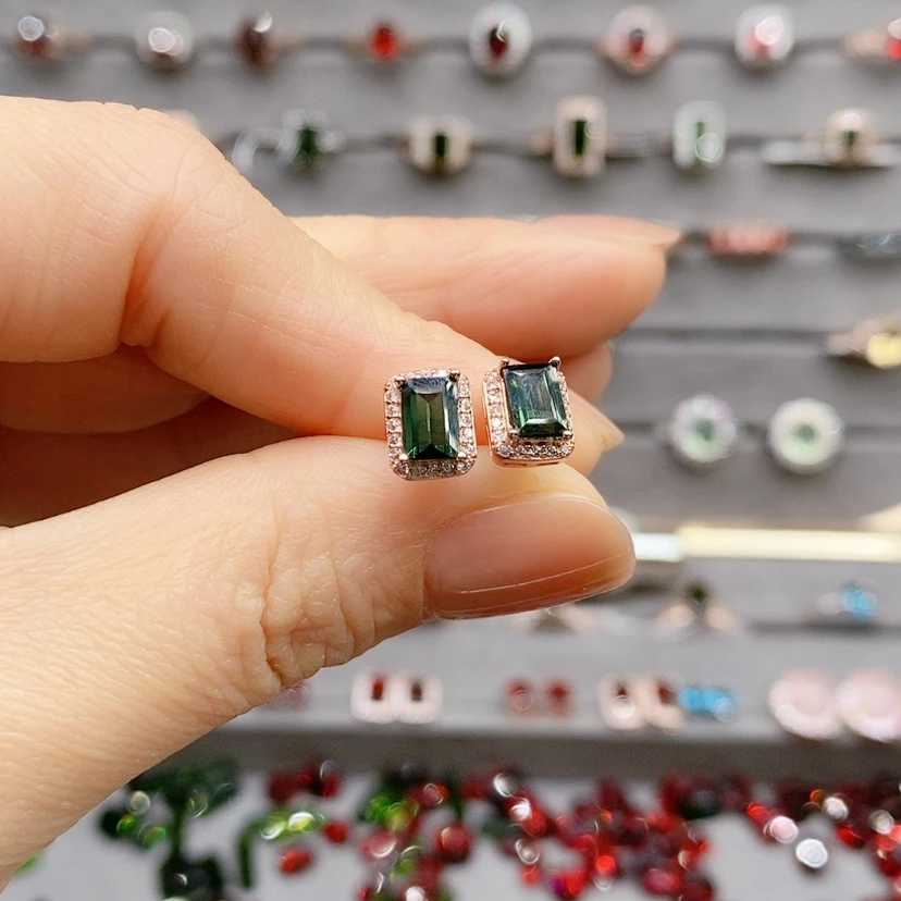 【闪购商品】碧玺耳饰银S925镶嵌