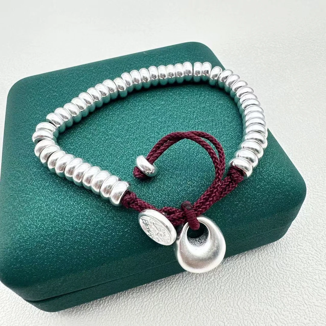 足银手链 足银999.9手链 平安喜乐盘缠实心算盘珠子手串3号链接