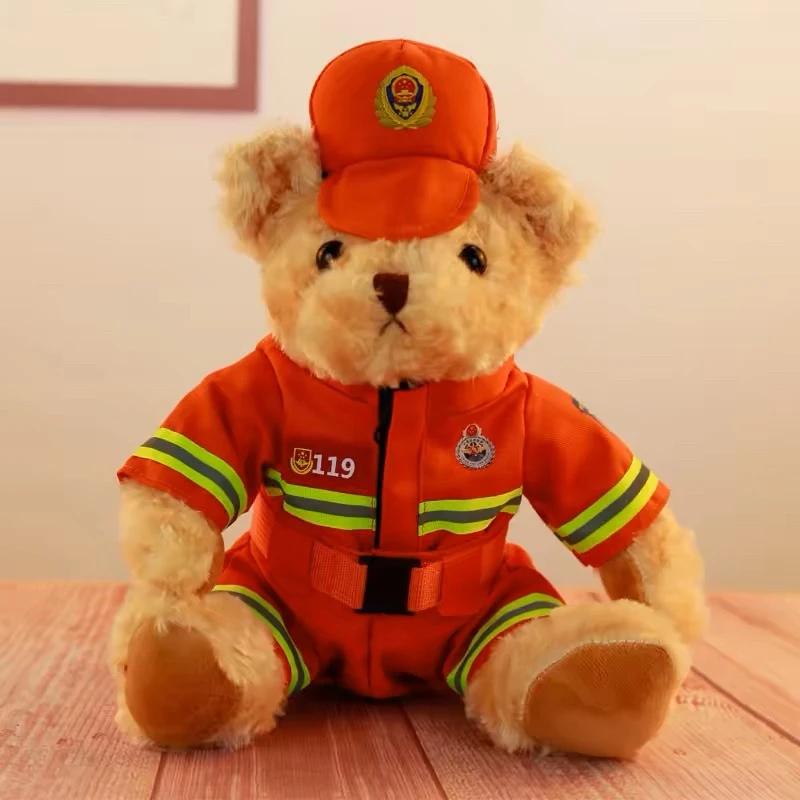 消防小熊玩偶交警小熊公仔警察熊毛绒玩具消防救援日宣传活动礼品