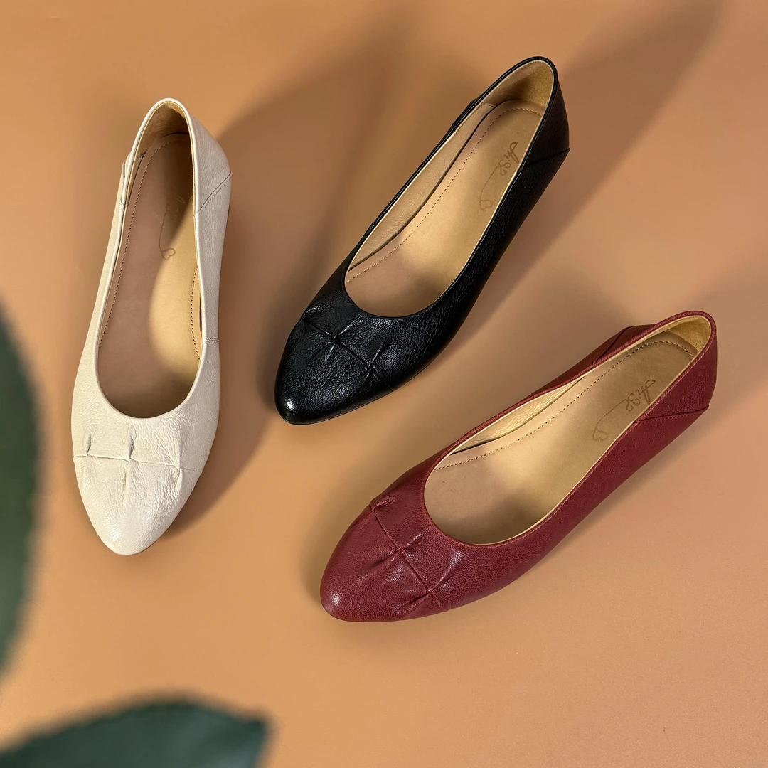 低跟真皮单鞋时尚百搭女士高跟平底尖头浅口跟鞋粗跟红色细跟休闲