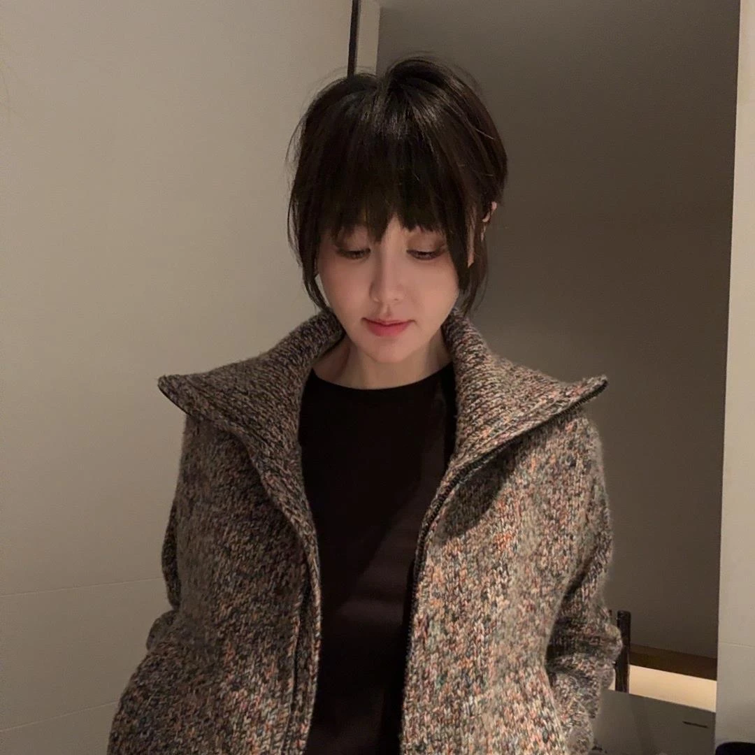 KOKOWANG 进口定制花纱羊绒混纺翻领拉链针织开衫304834I01W43