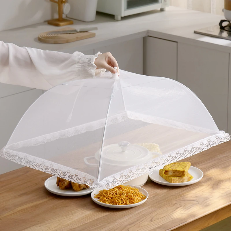 菜盘罩菜罩2024新款蕾丝透气网红盖饭高级剩饭剩菜防尘罩折叠家用