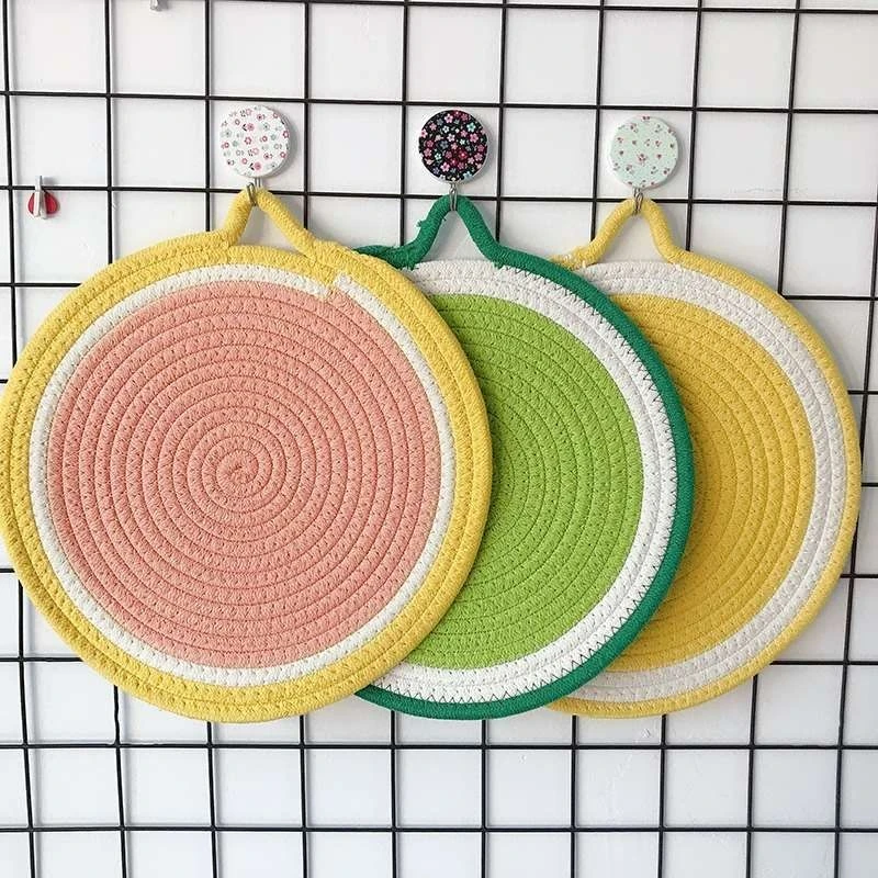 可悬挂棉麻编织隔热垫家用防烫耐热餐桌垫碗垫厨房高温锅垫装