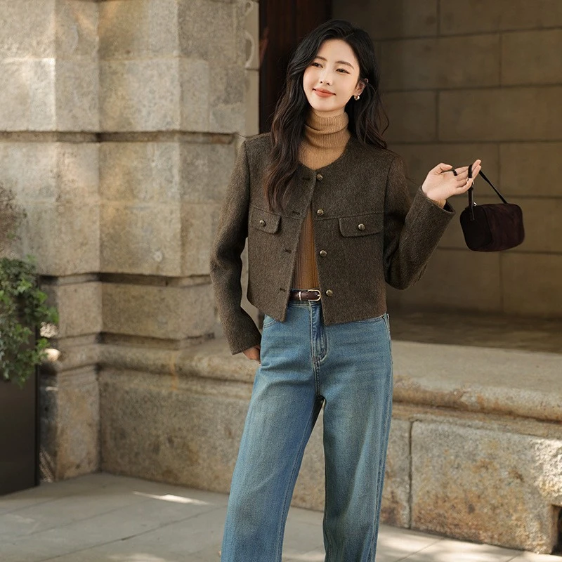 【68岁小姐姐】定制款气质小香风短款小个子上衣显瘦羊毛外套MG 098