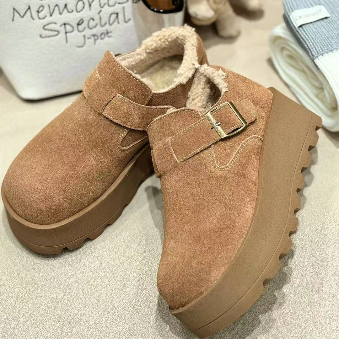 [68岁小姐姐]羊毛内胆●厚底增高加绒保暖时尚勃肯鞋D24BB 9023-5