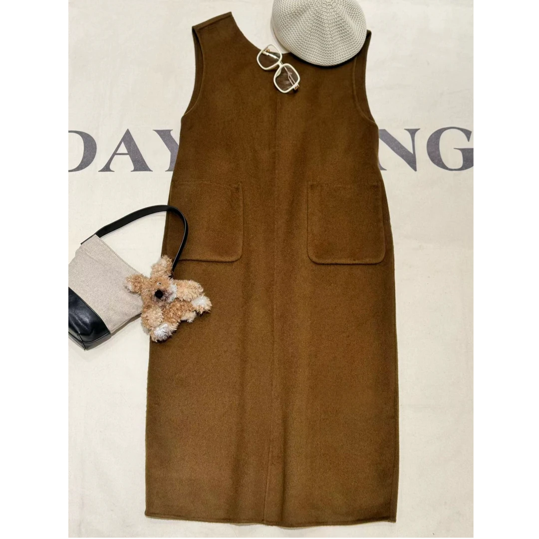 [68岁小姐姐]澳洲羊毛 前后两穿中长款气质手工背带连衣裙MG 9606