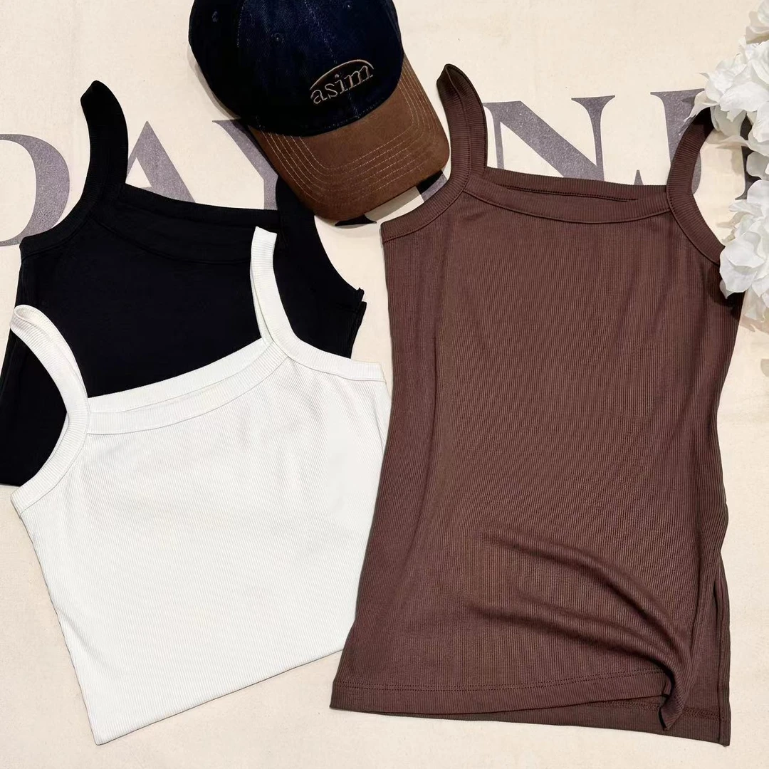 [68岁小姐姐]韩国时尚设计感侧开叉修身显瘦吊带背心DHLB24 6003