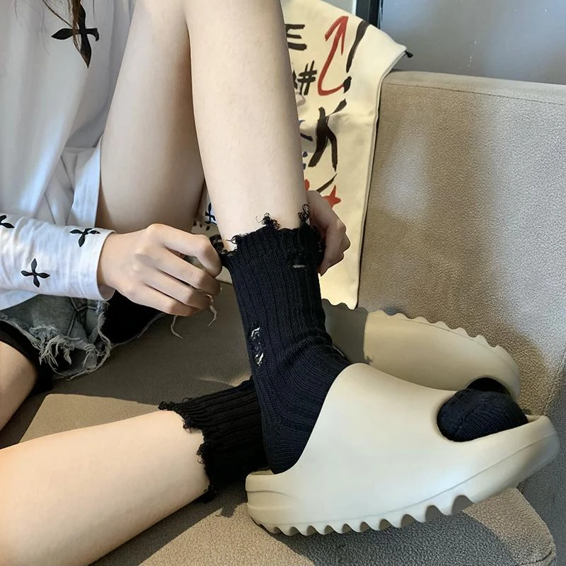 6001破洞袜子女韩版个性乞丐袜潮穿搭透气袜子ins百搭网红中筒