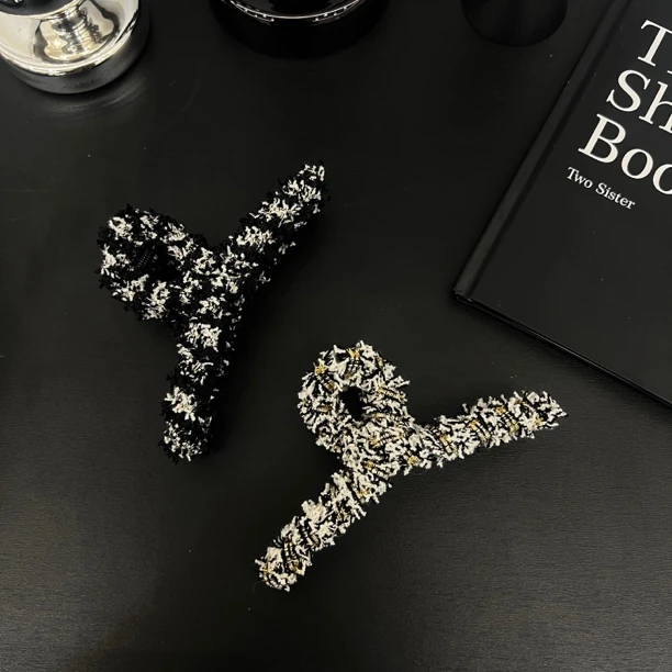 7067法式小香风鲨鱼夹高级感镶钻气质发夹后脑勺时尚简约头饰抓夹