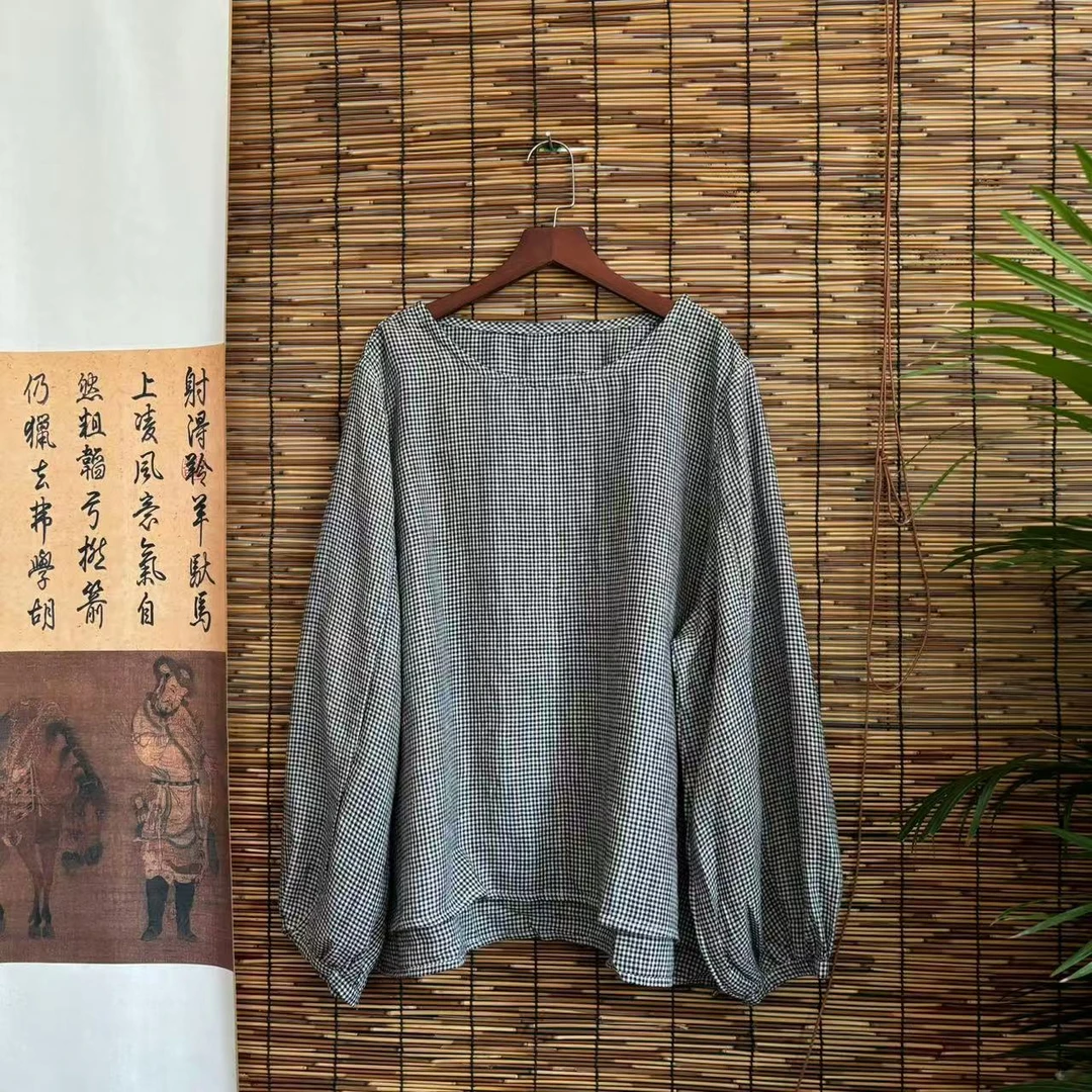 【大梅子推荐】设计款亚麻圆领上衣X6336-A