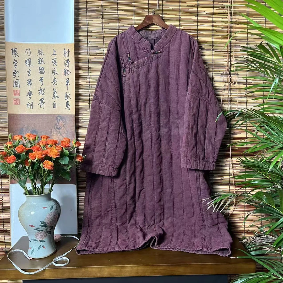 【大梅子推荐】设计款亚麻盘扣棉袍MQ9232