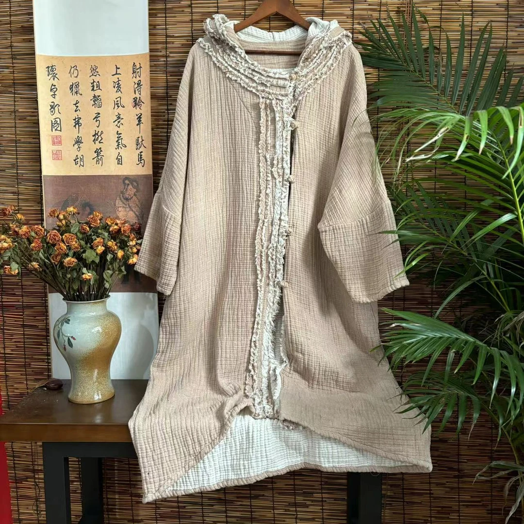 【大梅子推荐】设计款亚麻斗篷风衣H7081