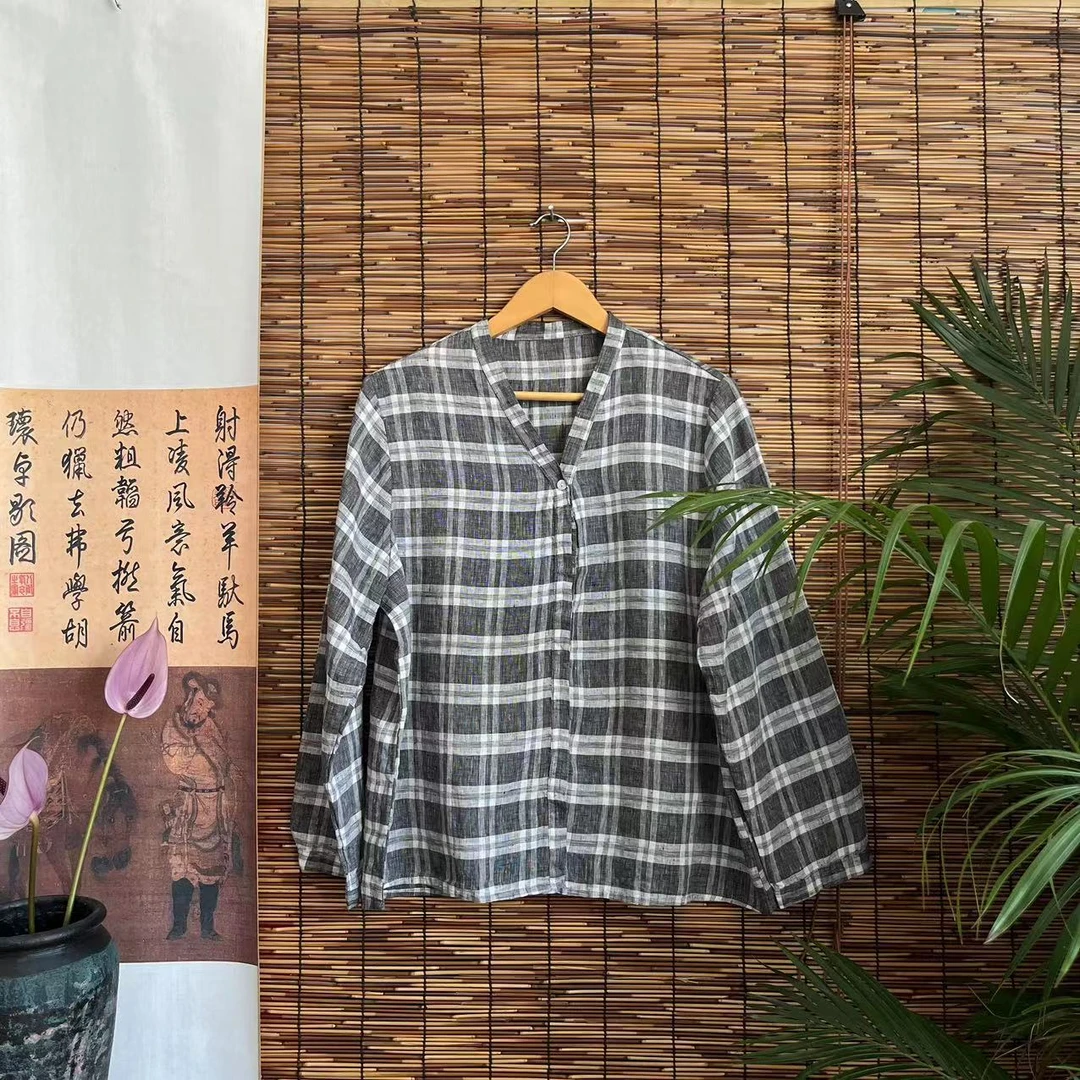 【大梅子推荐】设计款亚麻小衫X5696