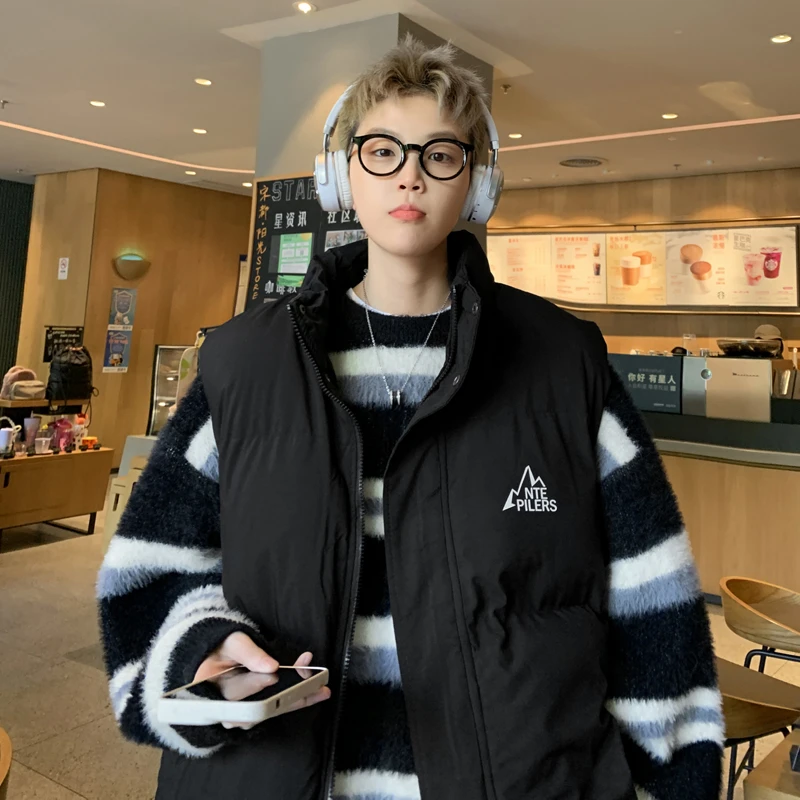 立领棉衣马甲男款秋冬季2024新款加厚保暖无袖棉服青少年坎肩外套