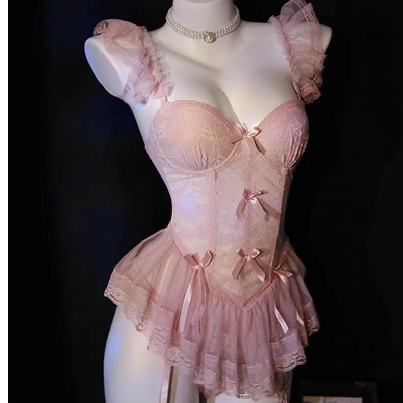 【俏皮小甜心】性感甜美可爱修身鱼骨吊带蝴蝶结辣妹内搭小胸显大