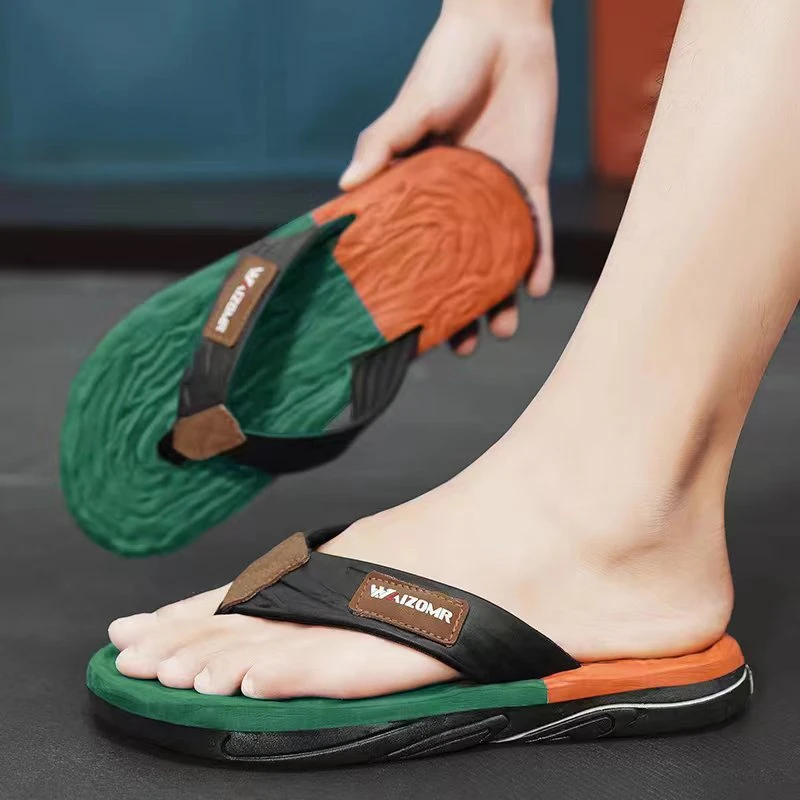 踩泥感复古厚底人字拖夏季男士个性外穿拖鞋防水防滑软底人字拖鞋