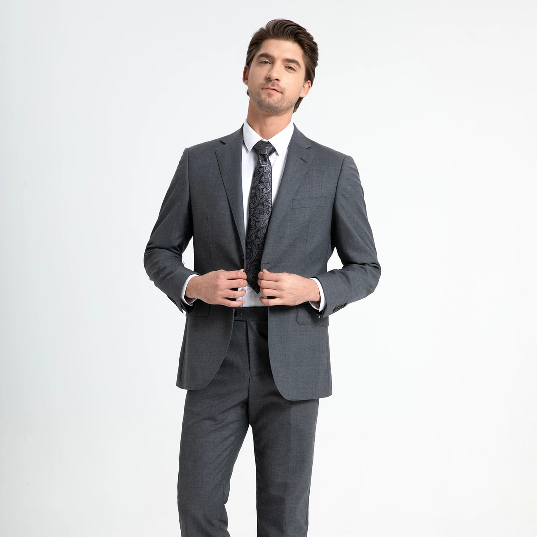 单上衣（100羊毛）super140支纯羊毛商务西服宽松男士中年结婚修身