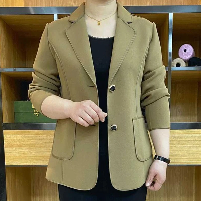 2024春季新款妈妈纯色小西装外套中老年女装大码修身西服上衣薄款
