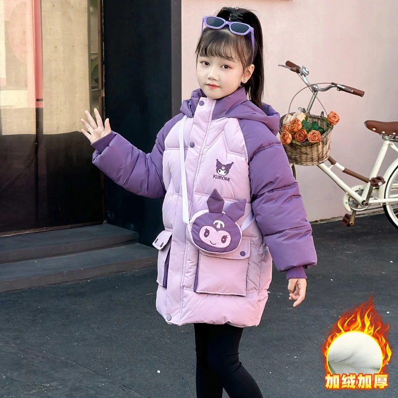 女童冬季加绒加厚连帽儿童棉服冬季保暖洋气女宝秋冬大衣外套棉衣