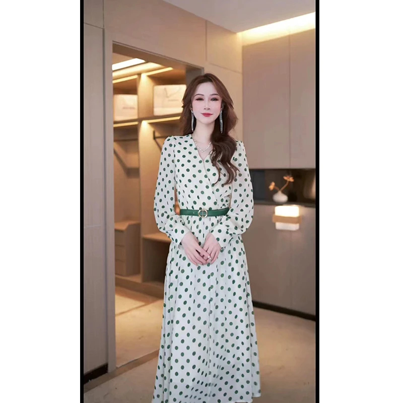 2024春季新款波点连衣裙春夏法式长裙女人味时尚裙子as240314