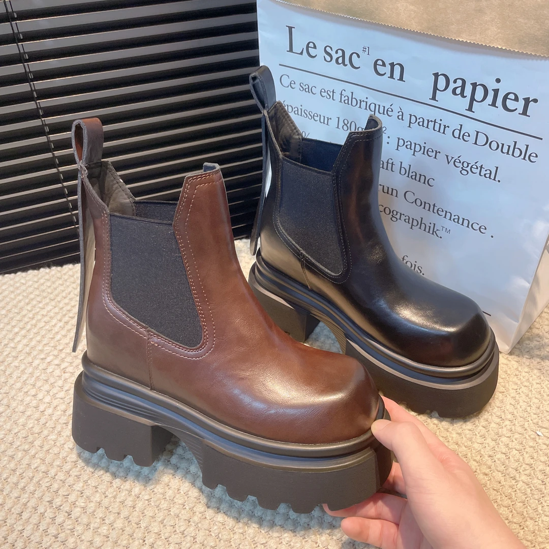 增高10CM2024秋季新款女鞋时尚欧洲站小个子休闲马丁靴6360-38