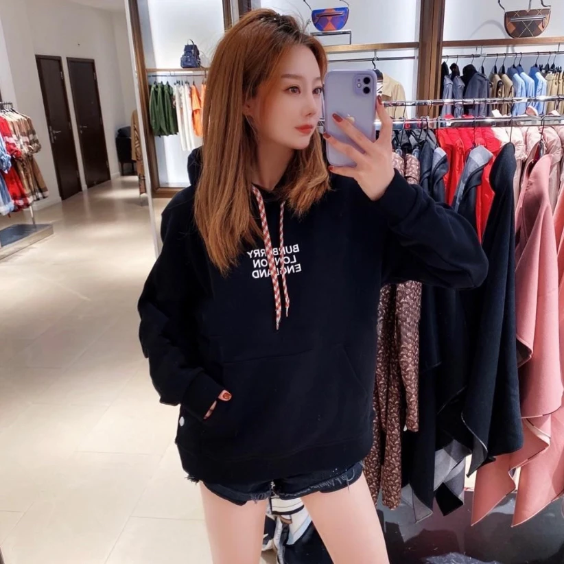 全新未使用 BURBERRY/博柏利 女士带帽卫衣字母徽标刺绣 多色可选