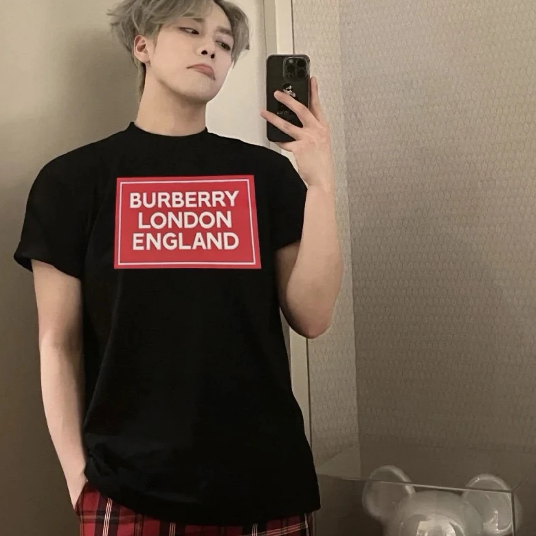 未使用 BURBERRY/博柏利 男女同款 徽标方标印花短袖T恤 多色