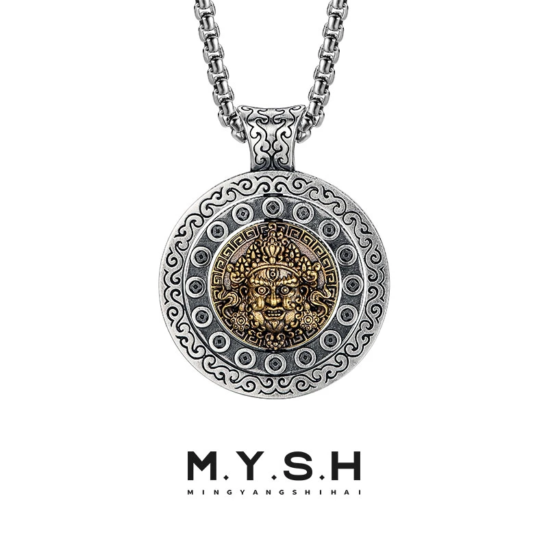 吊坠925银 MYSH黄老爷原创设计可旋转吊坠男生情侣百搭时尚配饰