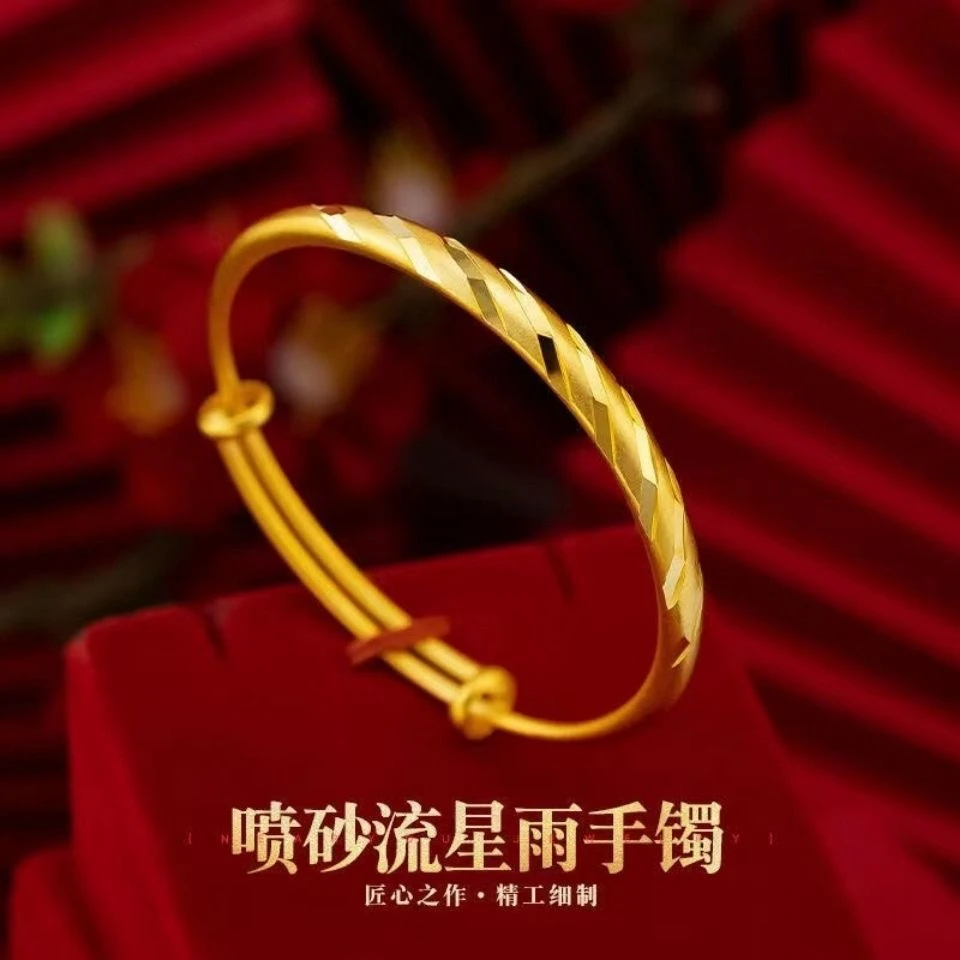 铜合金手镯 AIYO/时尚百搭古法流星雨实心手镯经典可调节