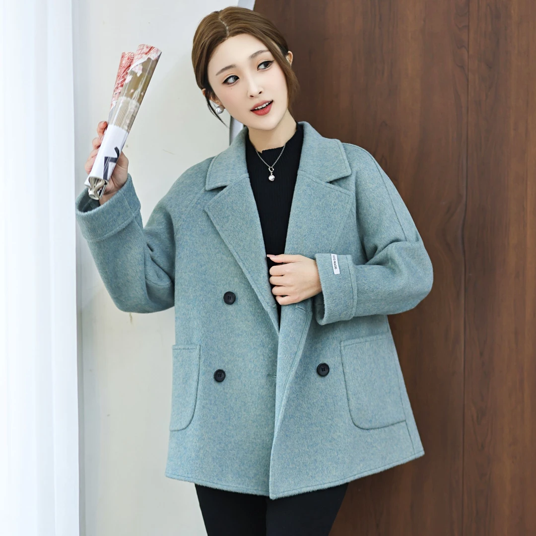 秋冬季新款女时尚百搭显瘦韩版宽松洋气双面羊毛大衣毛呢气质外套