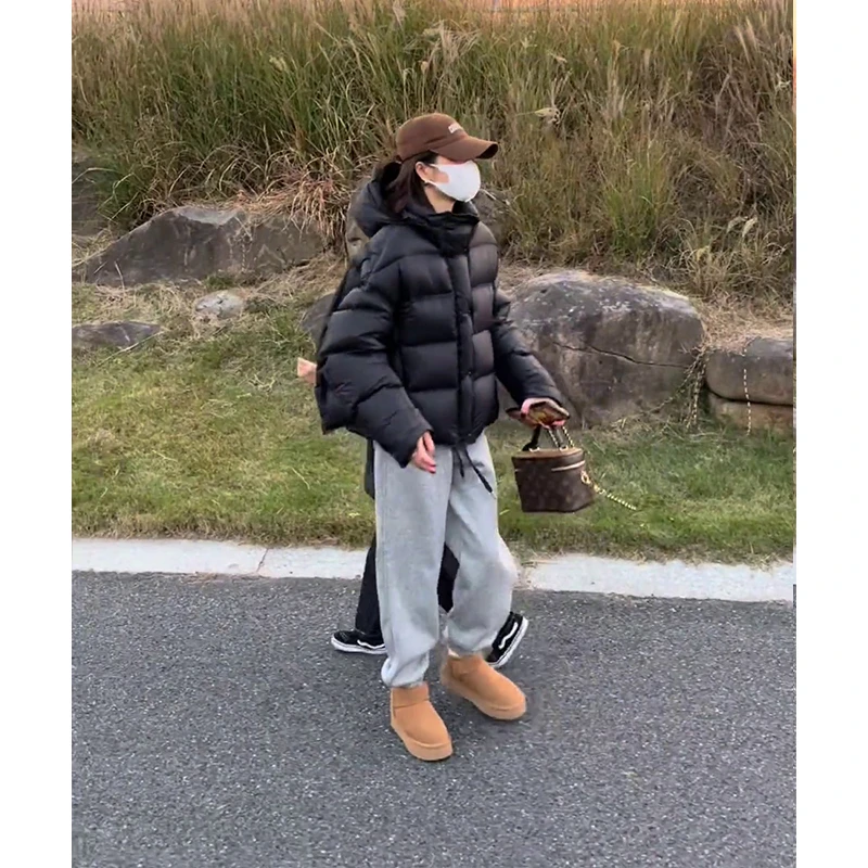 黑色短款羽绒服女2024冬季新款小个子龟背加厚保暖90白鸭绒外套