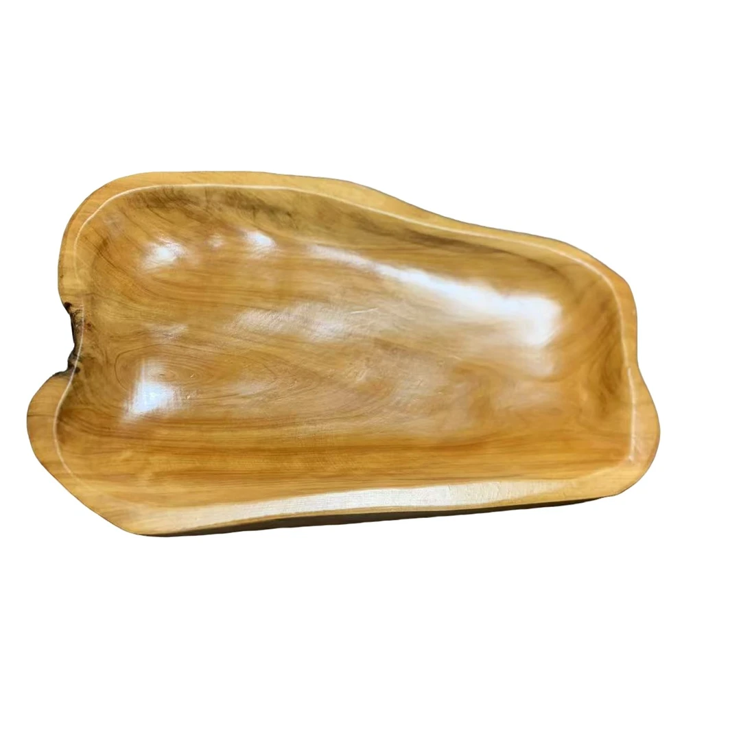 竖切果盘 干泡盘 香杉根制作 每个木纹 型不同木制手工家用创意