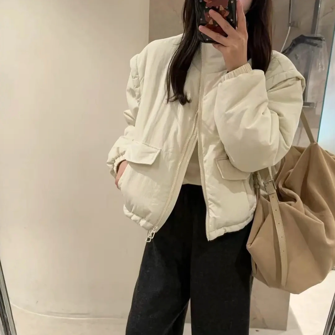 AC【B129】C-10 冬季新款韩系立领糖果色短款时尚抽绳保暖棉服外套