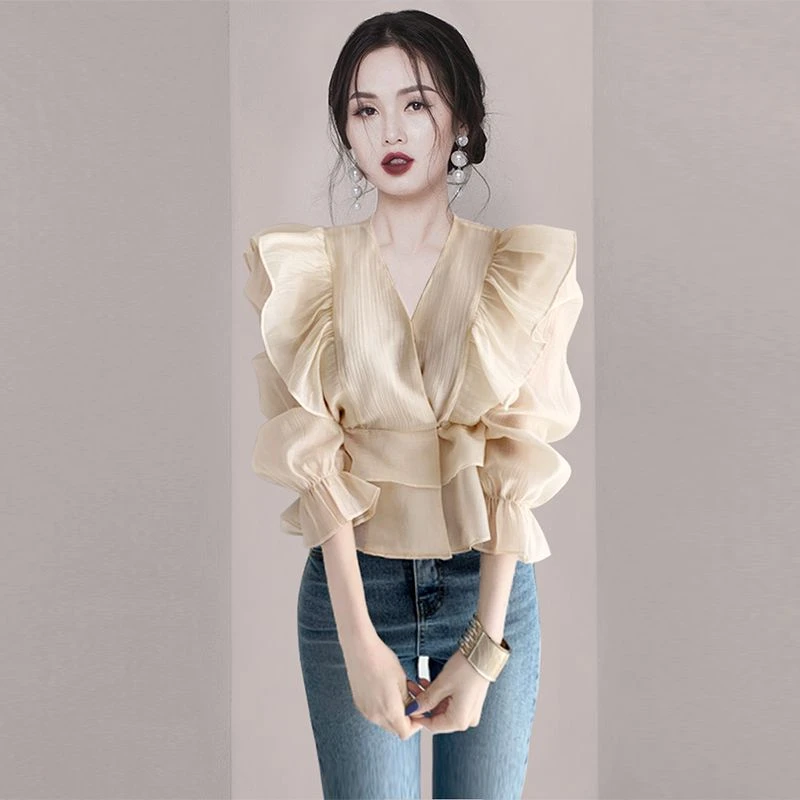法式减龄别致衬衫设计感小众2024夏季新款高级感女装长袖雪纺上衣