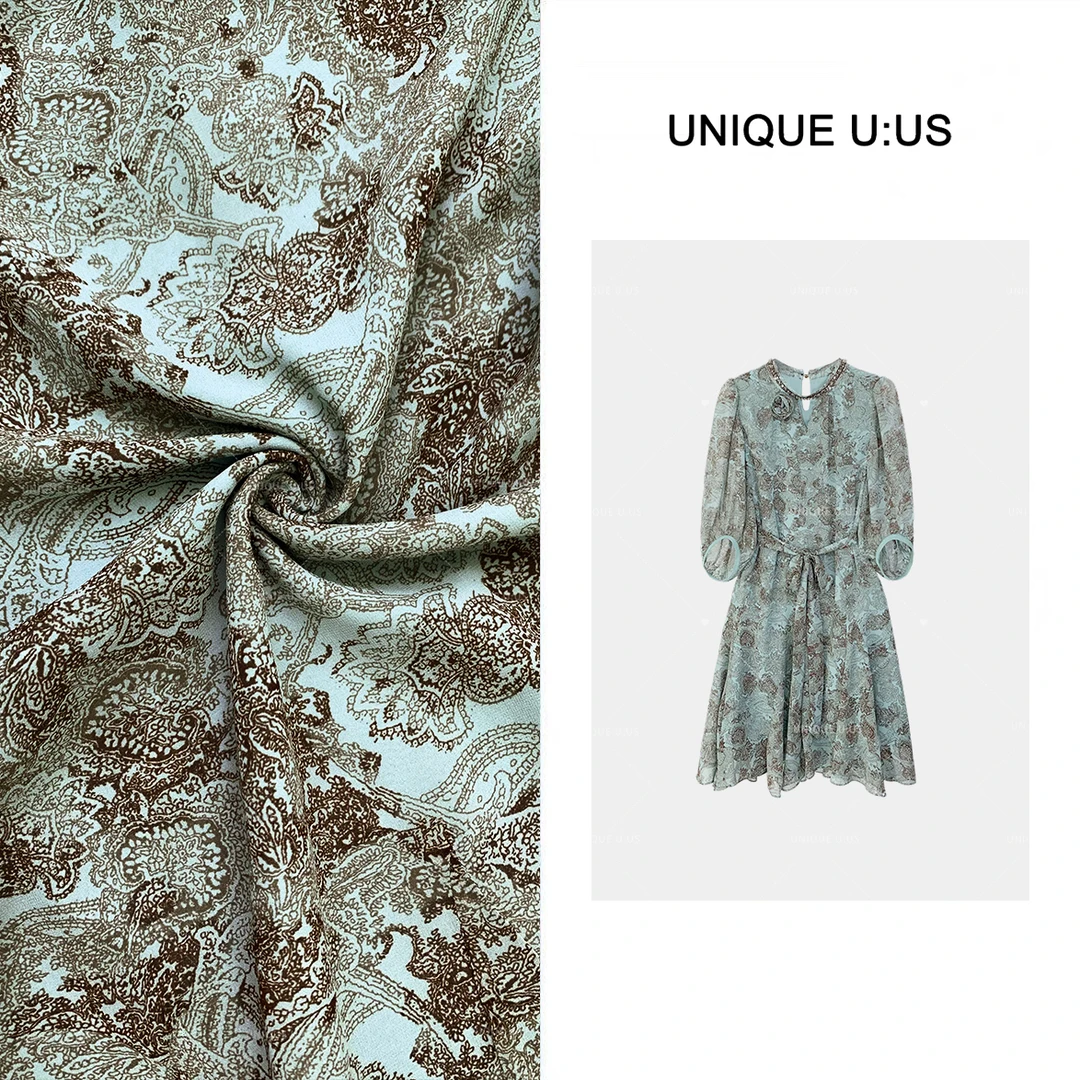 UNIQUE U:US【如梦令】夏季百搭优雅气质休闲碎花女装连衣裙245382