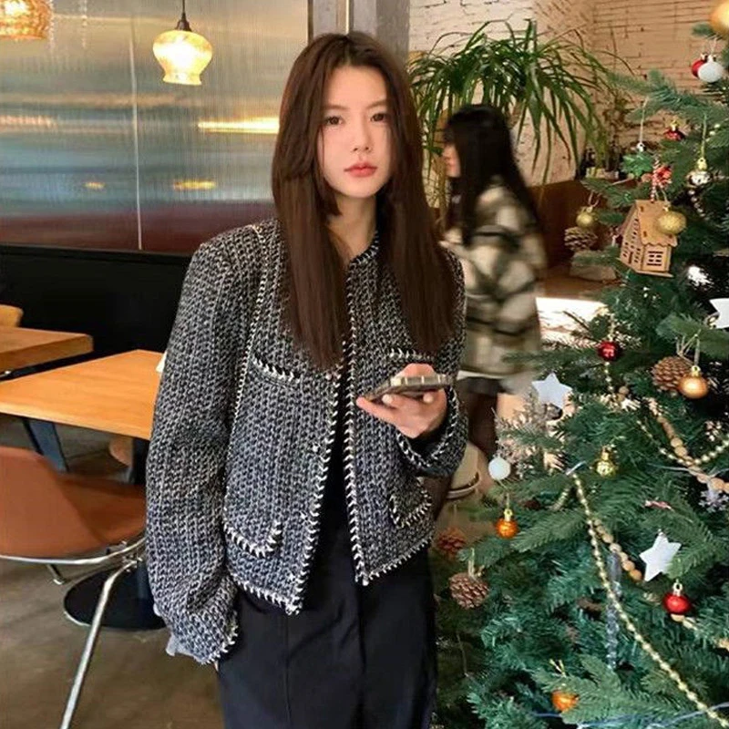 XLZ01734小香风外套女2022春秋新款法式高端名媛外衣气质百搭粗花