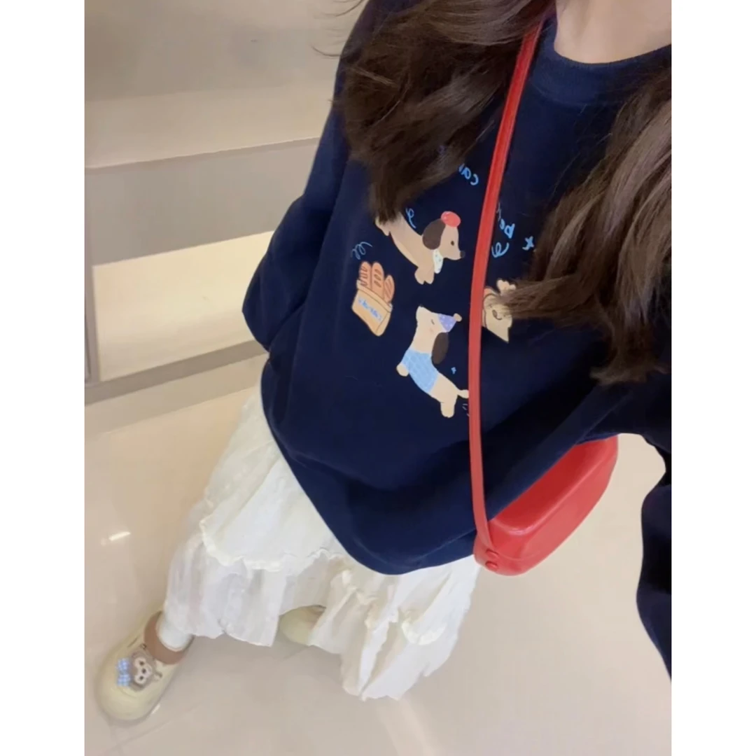 莉莉【气球小狗2.0】秋冬款韩版气质设计款圆领套头长袖卫衣上衣