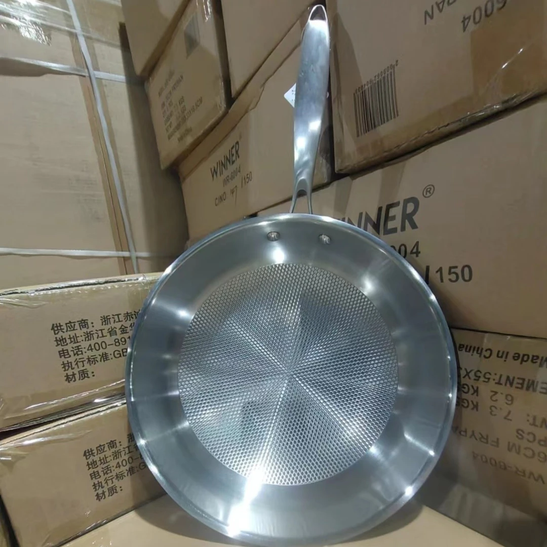 出丹麦（板纹炒锅）不锈钢晶钻锤纹家用电磁炉明火通用