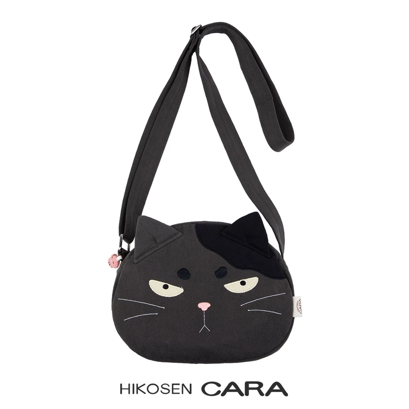 HIKOSEN CARA卡拉猫茶丸斜挎包猫咪帆布可爱卡通百搭少女小包包